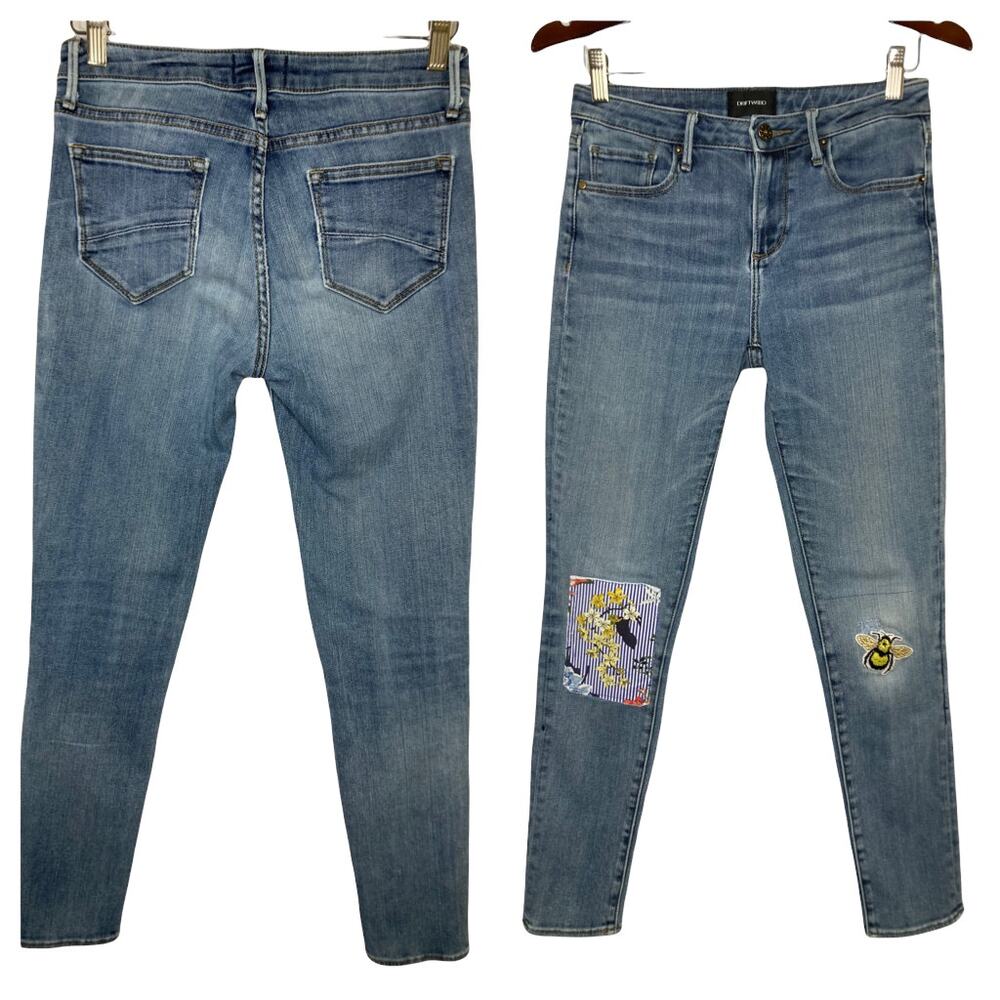 Driftwood Jackie High-Rise Patch Accents Skinny Jeans Size W26 L28